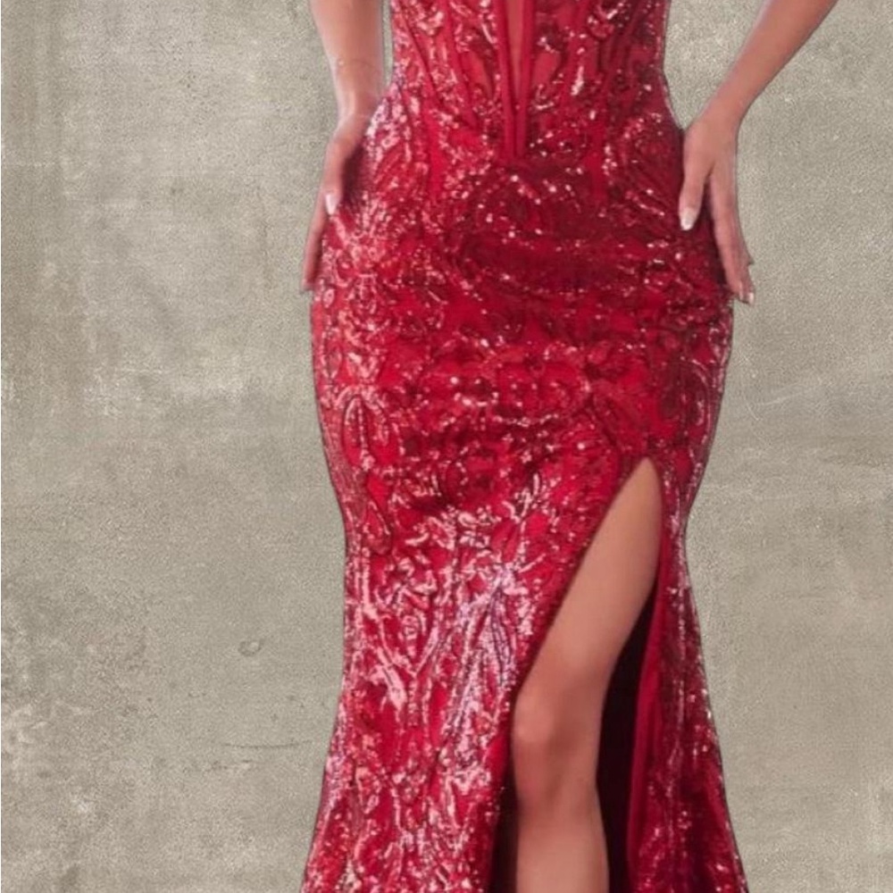 Glamorous Red Sequin Prom Dress